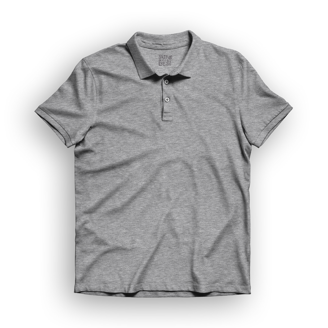 Basic Men's Polo T-Shirt - Grey Melange