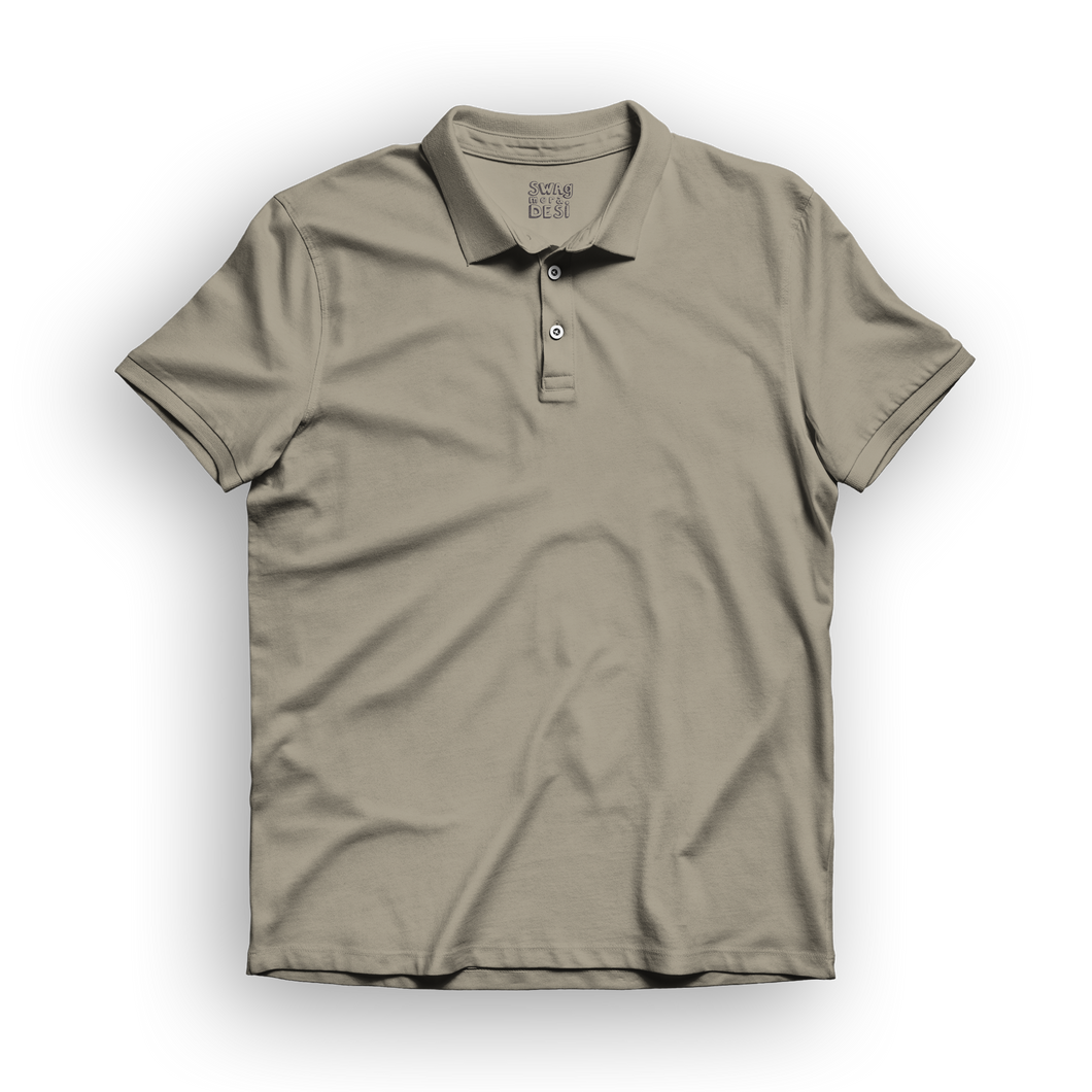 Basic Men's Polo T-Shirt - Sand Brown