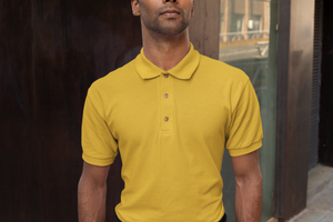 basic men's polo t-shirt - yellow