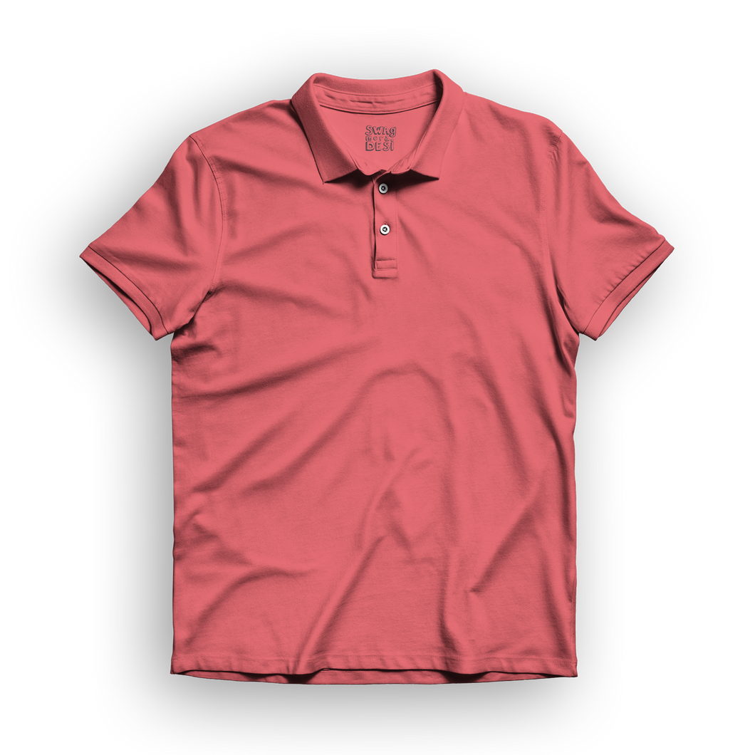Basic Men's Polo T-Shirt - Coral Pink