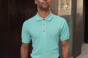 basic men's polo t-shirt - aqua