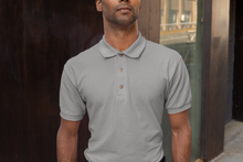 Load image into Gallery viewer, basic men&#39;s polo t-shirt - grey melange

