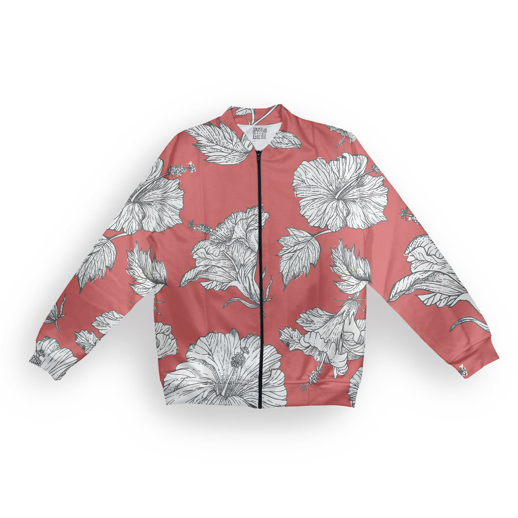 hibiscus men's bomber jacket